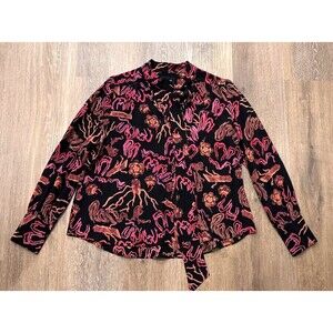 Rachel Comey Silk Tie Neck Abstract Floral Blouse Size 8